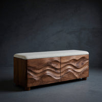 Solid Wood Entryway Storage Bench Natural End Bed, II