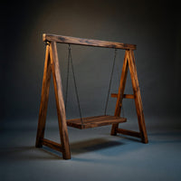 Solid Wood Porch Swing Rustic Outdoor With Frame Garden