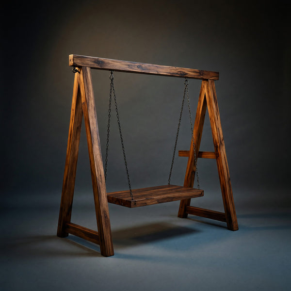 Solid Wood Porch Swing Rustic Outdoor With Frame Garden