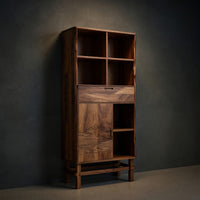 Solid Wood Bathroom Cabinet Curved Display Lake House
