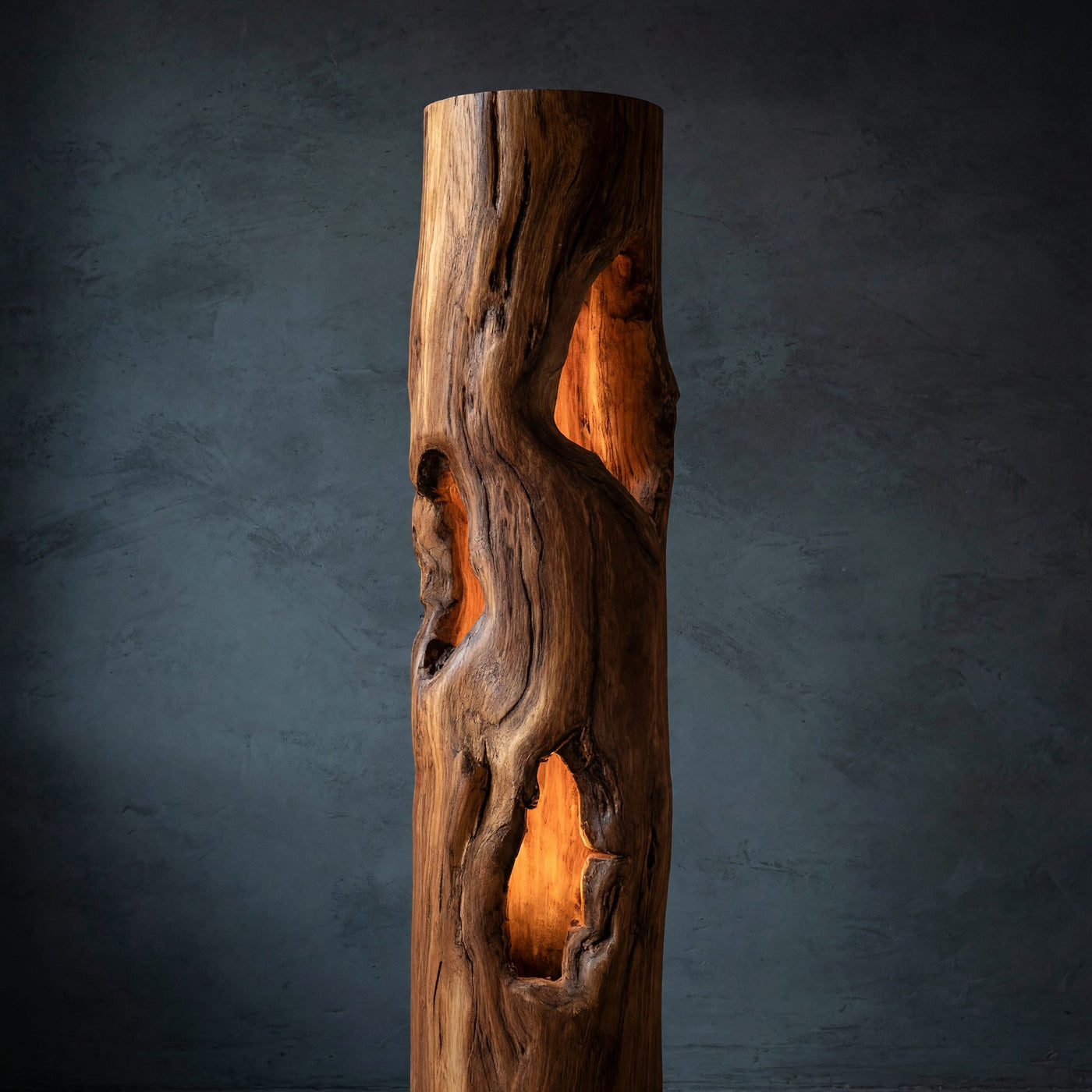 Handcrafted Wooden Floor Lamp With Multi Hollow For Home Decor