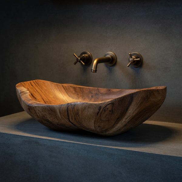Solid Wood Sink Vanity Mid Century Vessel Bathroom