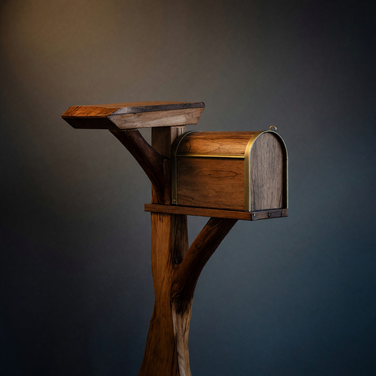 Solid Wood Mailbox Post Sculpture Garden Patio