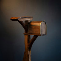 Solid Wood Mailbox Post Sculpture Garden Patio