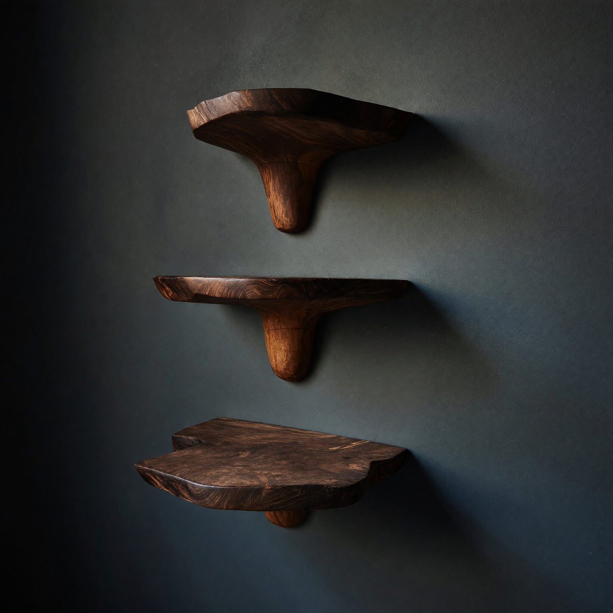 Solid Wood Mushroom Shelf Mid Century Live Edge Living Room Decor