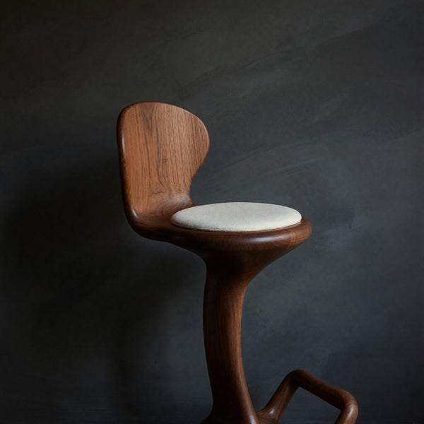 Solid Wood Bar Stool Sculptural Organic Kitchen Interiors