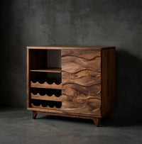 Solid Wood Bar Cabinet Wine Natural Dining Room