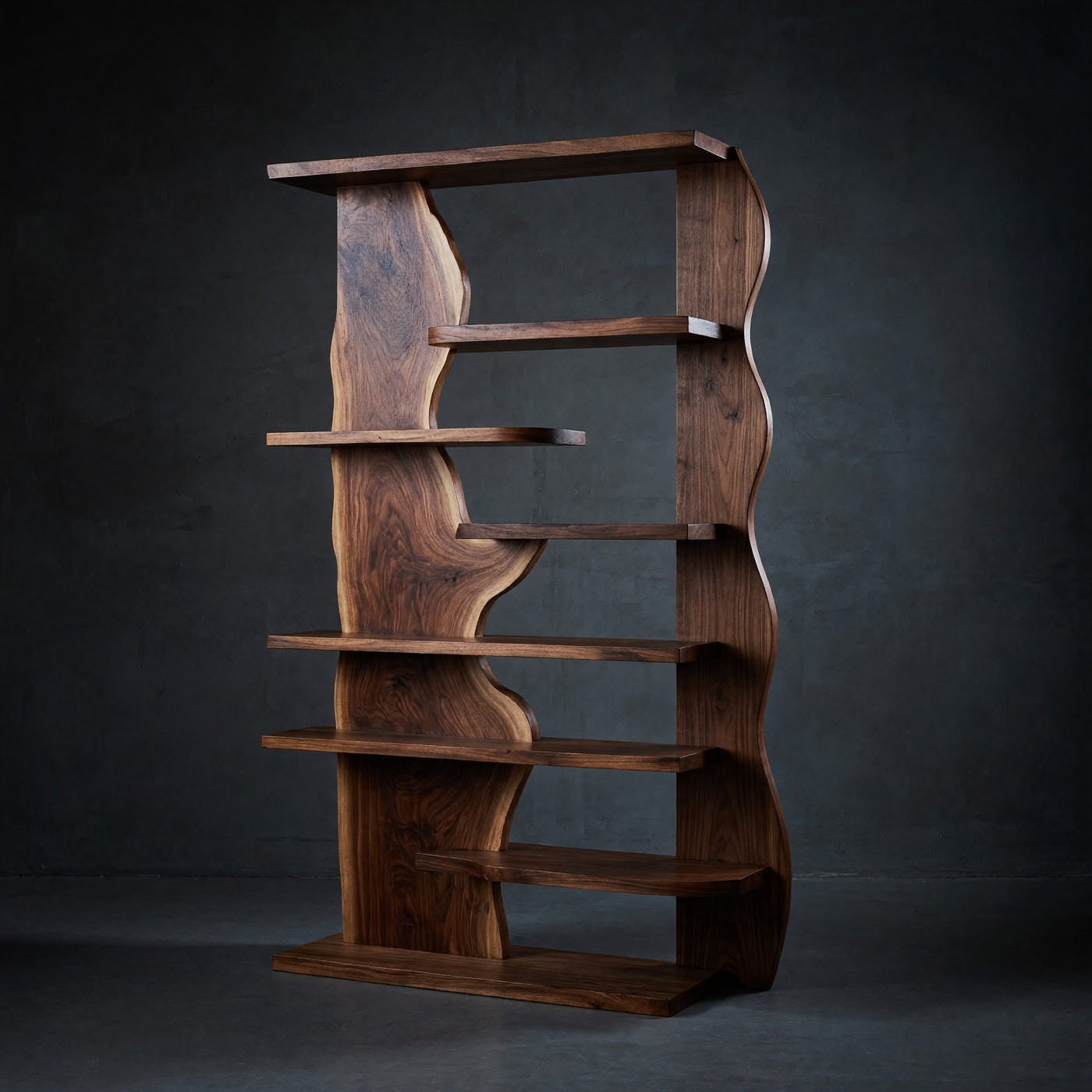 Solid Wood Standing Shelf Live Edge Living Room