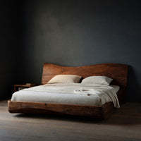 Solid Wood Bed Frame Platform Headboard Minimalist Bedroom
