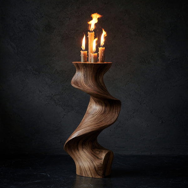 Solid Wood Candle Holder Farmhouse Outdoor Garden Table