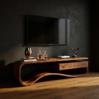 Ribbon Curve Media Console with a Floating Top