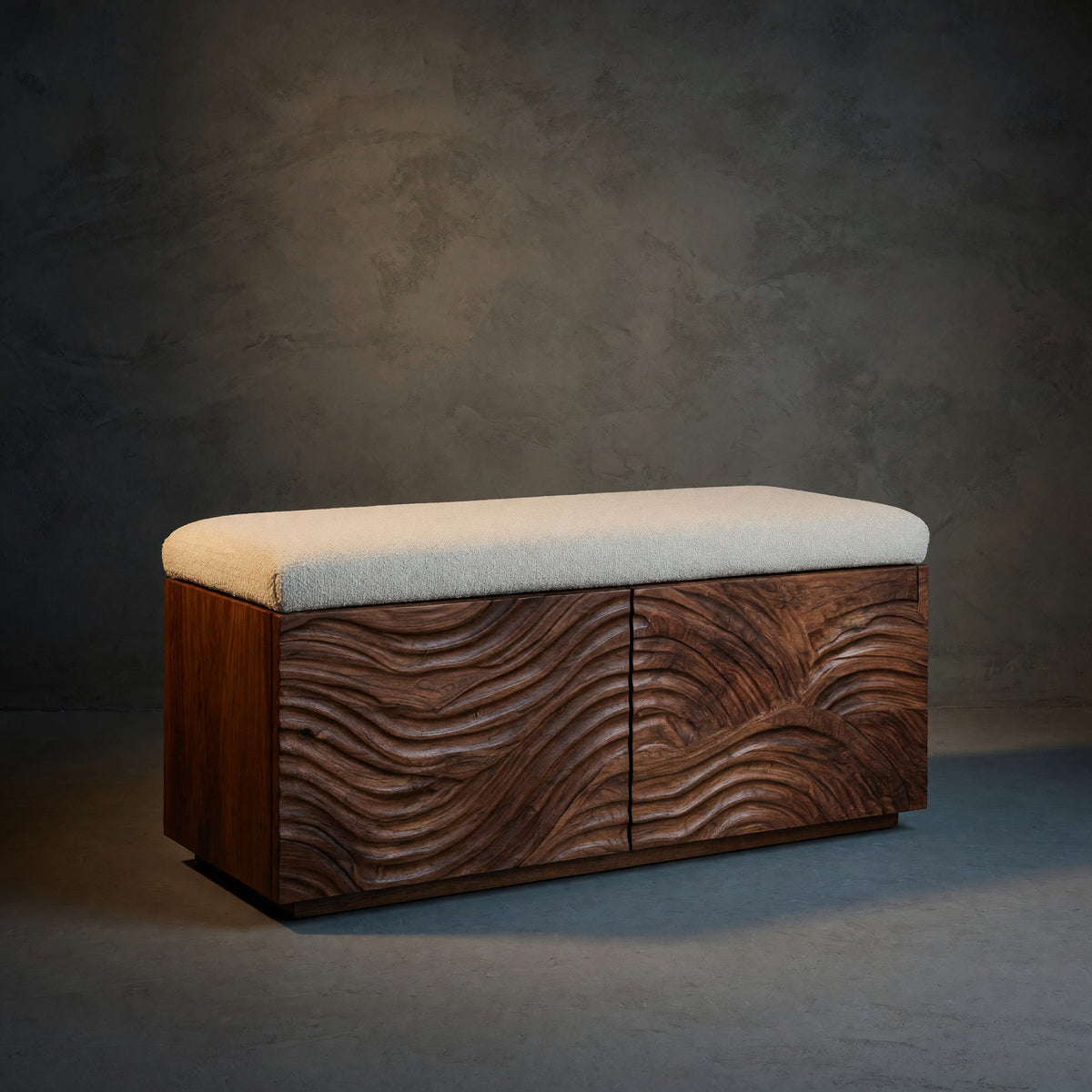 Solid Wood Entryway Storage Bench Mid Century Natural Bedroom