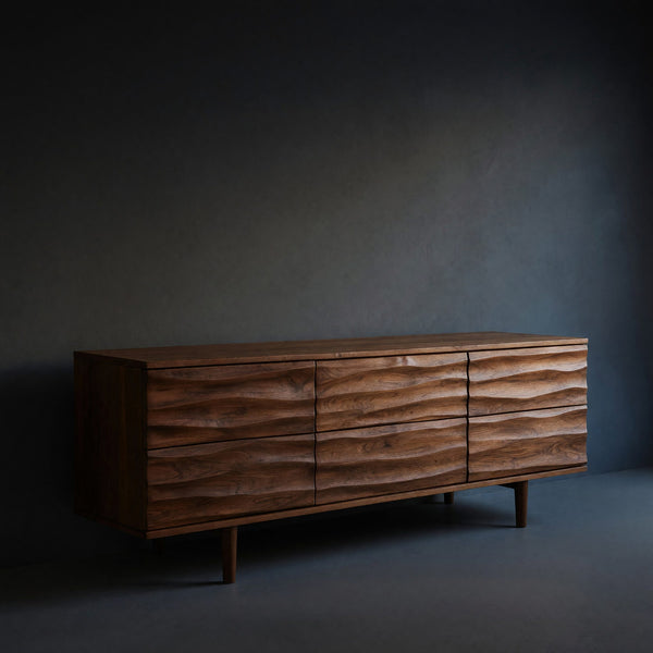 Solid Wood Sideboard Luxury Sculpted Living Room