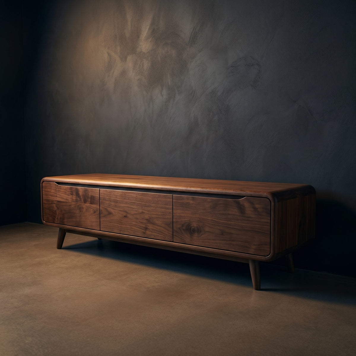 Contemporary Wood Tv Stand With Multi Tiered Shelves For Living
