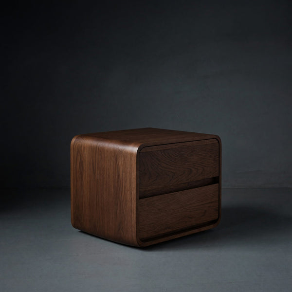 Solid Wood Nightstand With Rounded Edges Bedroom, II