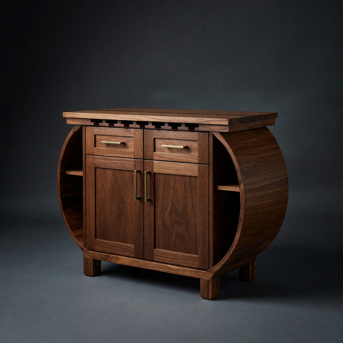 Solid Wood Bar Cabinet With Glass Holder Kitchen Island