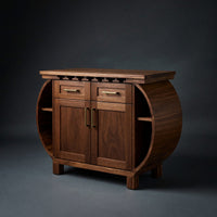 Solid Wood Bar Cabinet With Glass Holder Kitchen Island