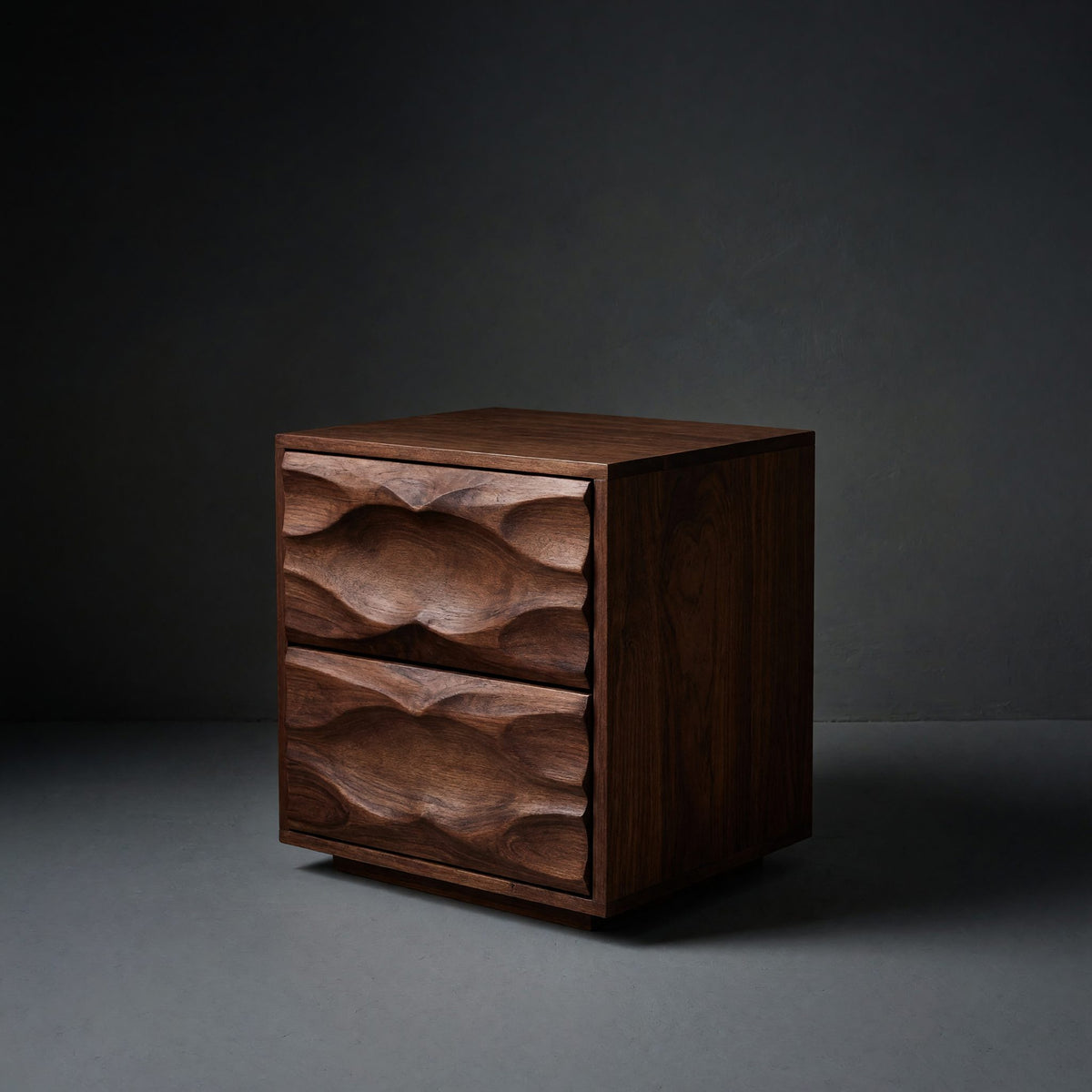 Solid Wood Nightstand With Sculpted Drawer Fronts Bedroom