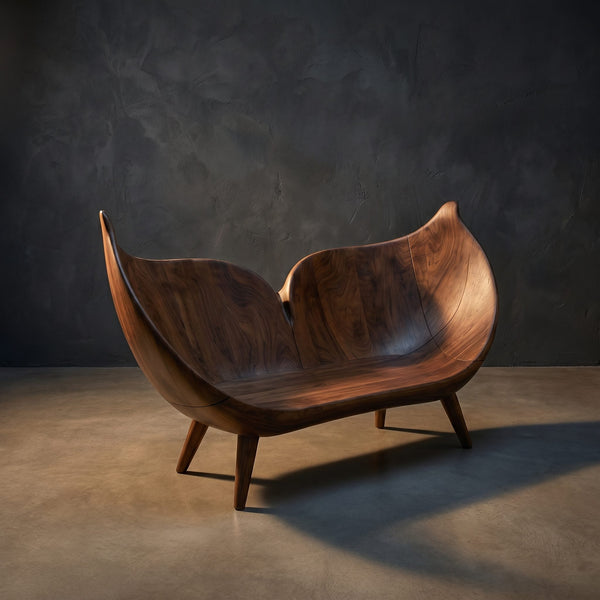 Contemporary Whale Tail Carved Bench For Living Room Interior