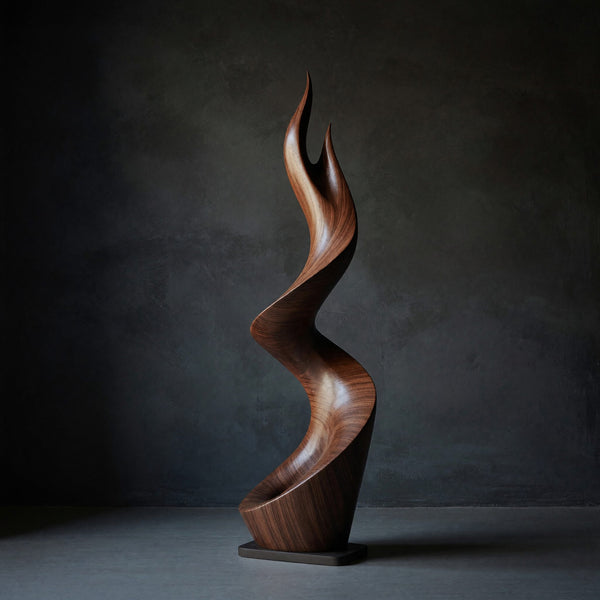 Solid Wood Sculpture Wall Art Rustic Large Twisted Spiral Floor Outdoor