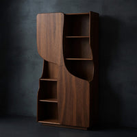 Solid Wood Bar Cabinet Sculptural With Curved Doors Kitchen Living Room