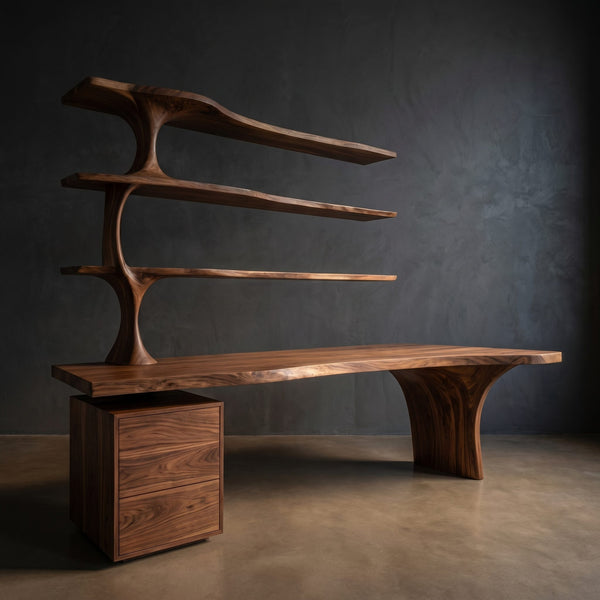 Contemporary Wooden Office Desk With Integrated Drawers For Workspace