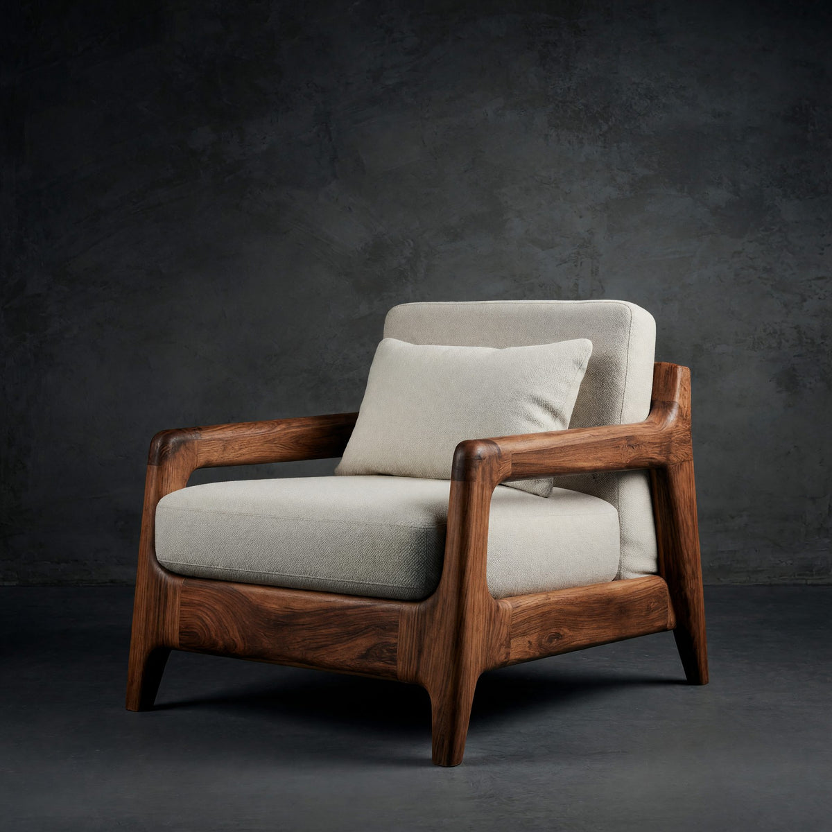 Solid Wood Chair Lounge With Wide Seat Living Room
