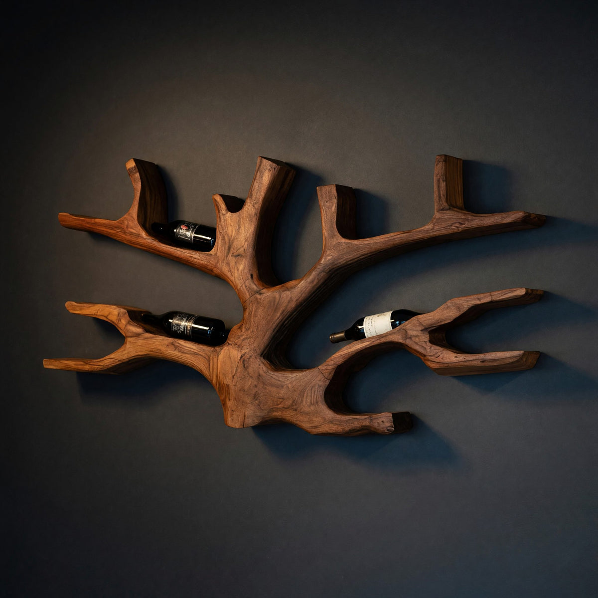 Solid Wood Wine Rack Artistic Holder Wall Home Bar