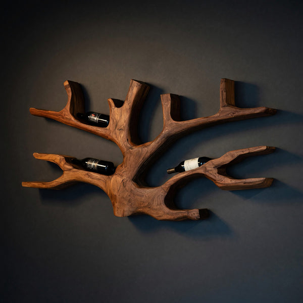 Solid Wood Wine Rack Artistic Holder Wall Home Bar