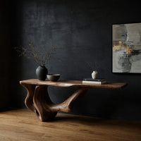 Root-Form Console Table Carved in Solid Hardwood