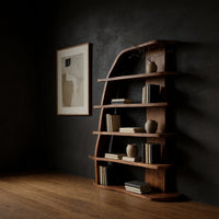 Arched Bookshelf with Sweeping Sail-Cut Side Panel