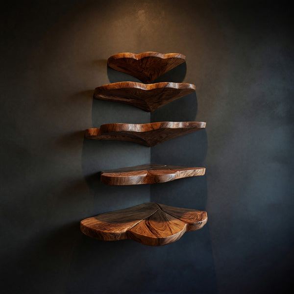 Solid Wood Corner Shelf Farmhouse Leaf Wall Bathroom Wall Storage Organizer