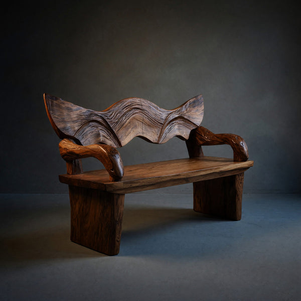 Solid Wood Outdoor Garden Bench Rustic Live Edge Entryway Interior Space
