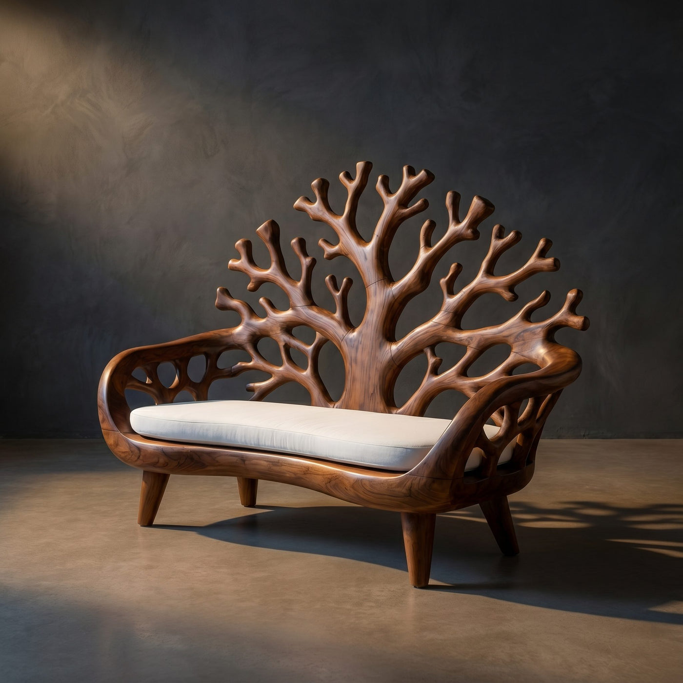 Modern Coral Tree Back Bench For Patio Interior Space
