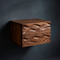 Solid Wood Nightstand Minimalist Wall Mounted Small Bedroom