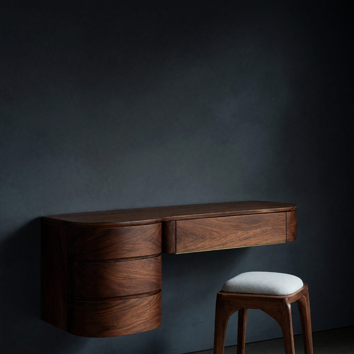 Solid Wood Dressing Table Minimalist Wall Mounted Vanity With Drawer Sunlit