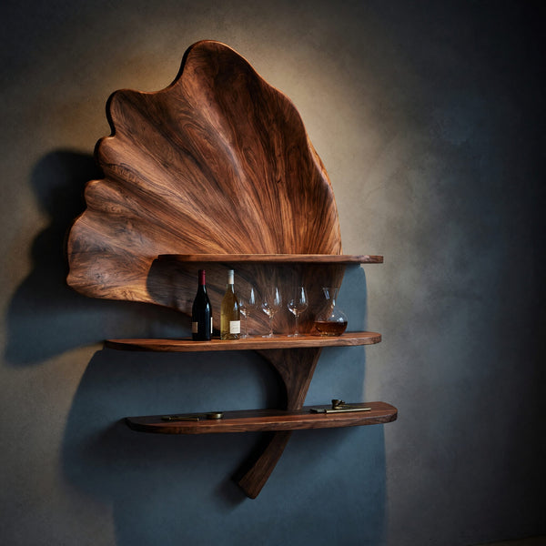 Solid Wood Wine Rack Boho Wall Stand Apartment Accent Feature