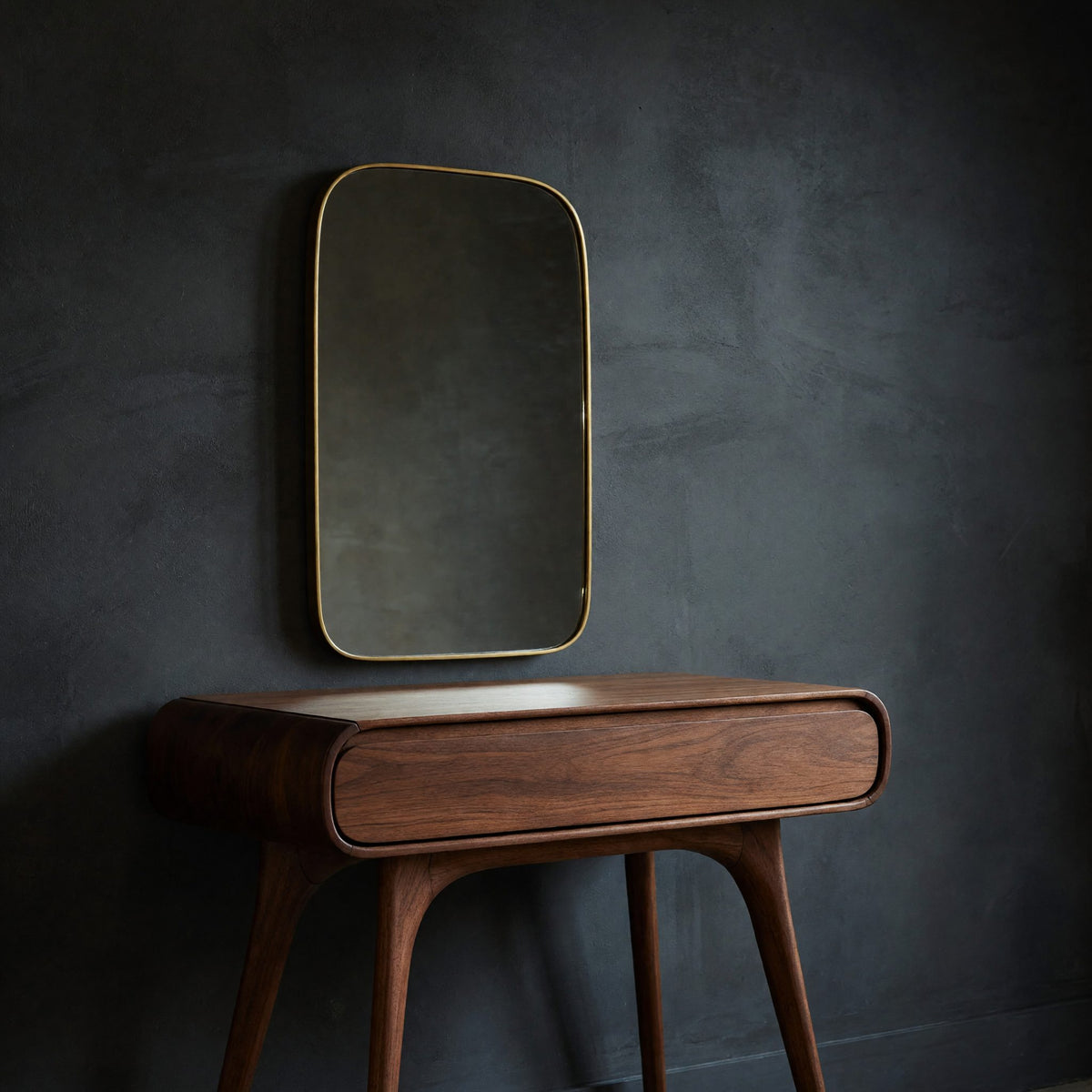 Solid Wood Dressing Table Sithttmv016vntna Mid Century Vanity With Drawers Bedroom
