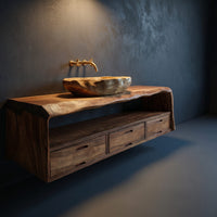 Solid Wood Bathroom Vanity Farmhouse Floating Storage