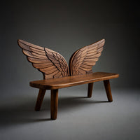Solid Wood Outdoor Garden Bench Bird Wing Backrest Patio