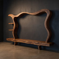 Modern Wood Tv Stand With Flowing Frame For Home Decor