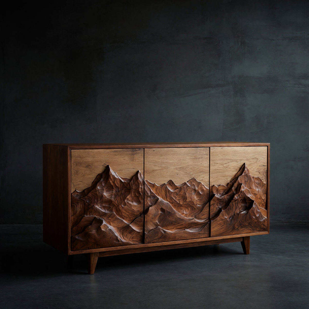 Solid Wood Sideboard With Mountain Relief Home