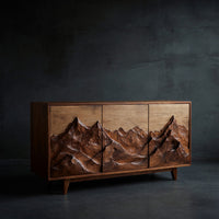 Solid Wood Sideboard With Mountain Relief Home