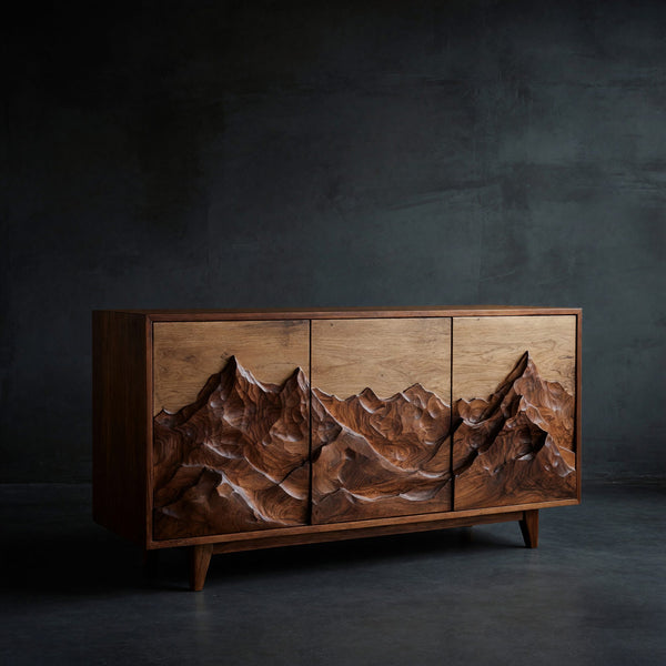Solid Wood Sideboard With Mountain Relief Home