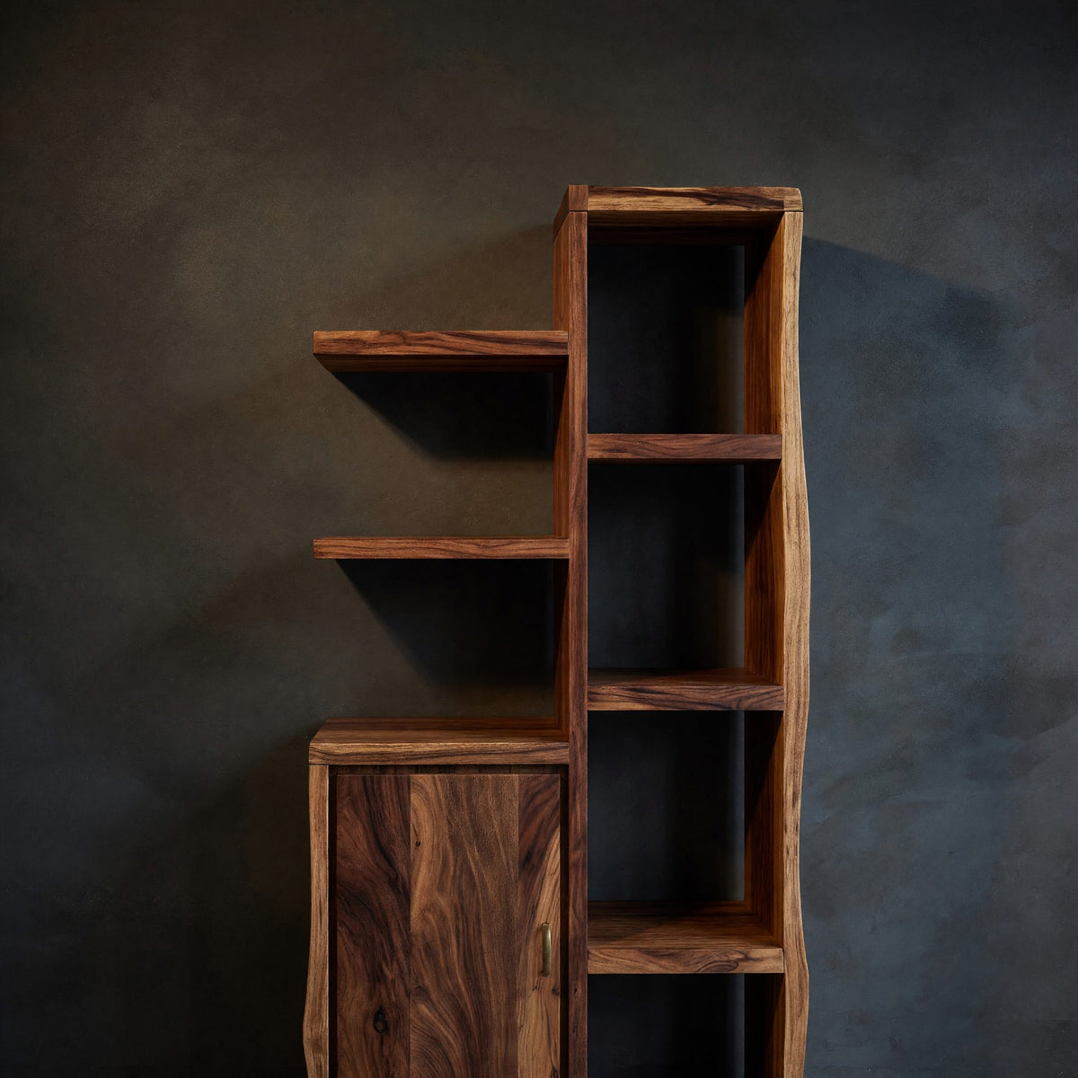 Solid Wood Bathroom Cabinet Japandi Open Shelf Storage Wellness Suite