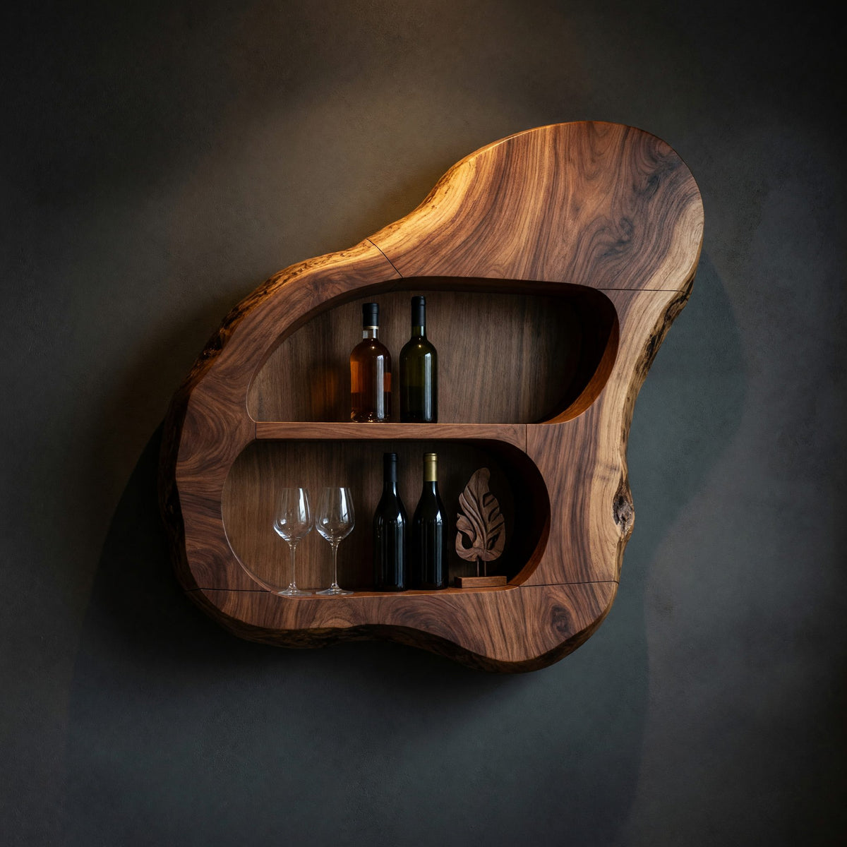 Solid Wood Wine Rack Glass Holder Shelf Dining Room