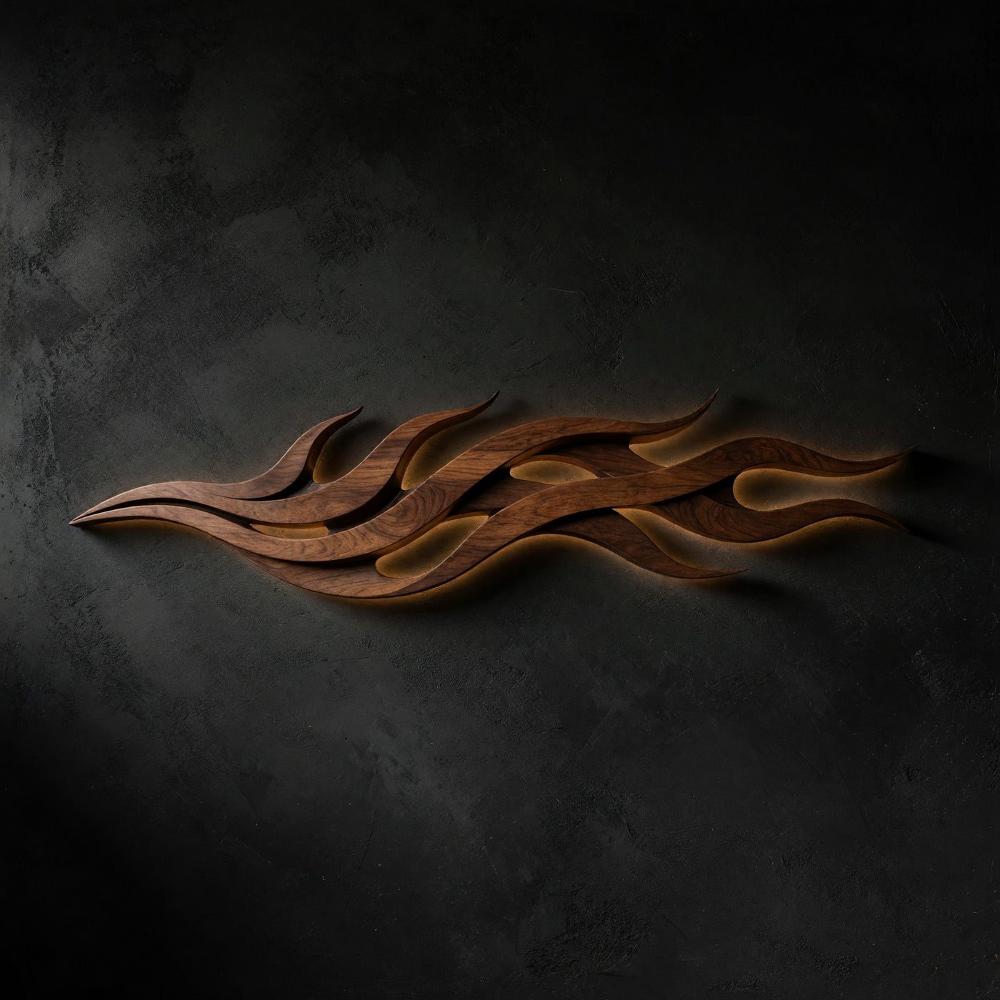 Braided Current Walnut Wall Relief, Low and Long