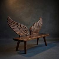 Solid Wood Outdoor Garden Bench With Wing Backrest Exterior Seating