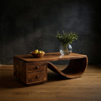 Halfmoon Drawer Coffee Table in Solid Hardwood