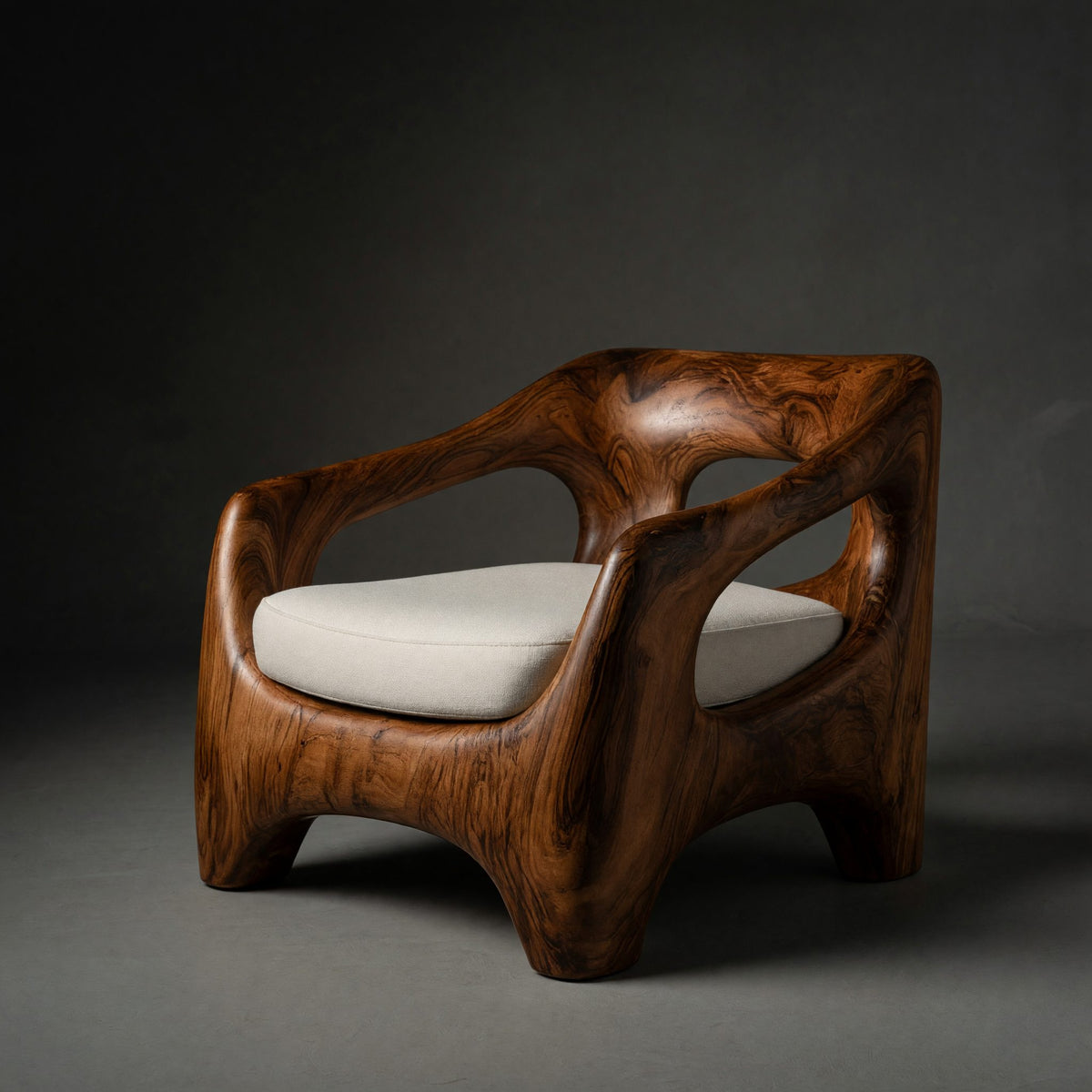 Solid Wood Chair Armchair With Sculptural Frame Porch